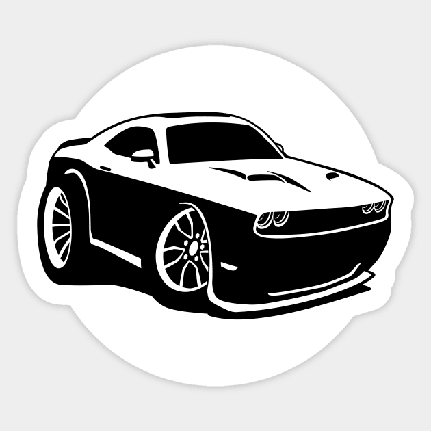 Modern American Muscle Car Cartoon Illustration Sticker by hobrath